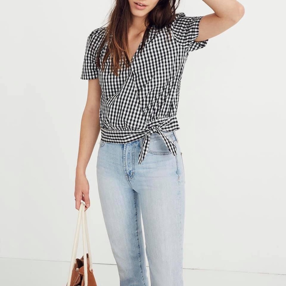 Gingham madewell wrap blouse medium